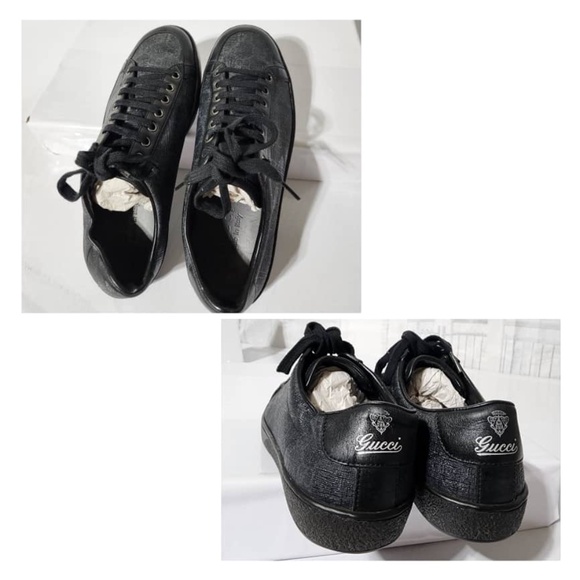 Authentic Gucci Ace Brooklyn Graphite GG Supreme Low Top Sneakers Black/Grey - Picture 6 of 12